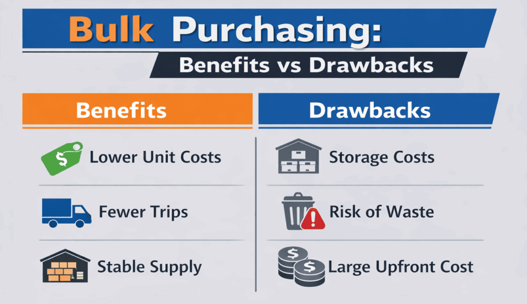 bulk purchasing- benefits and drawbacks
